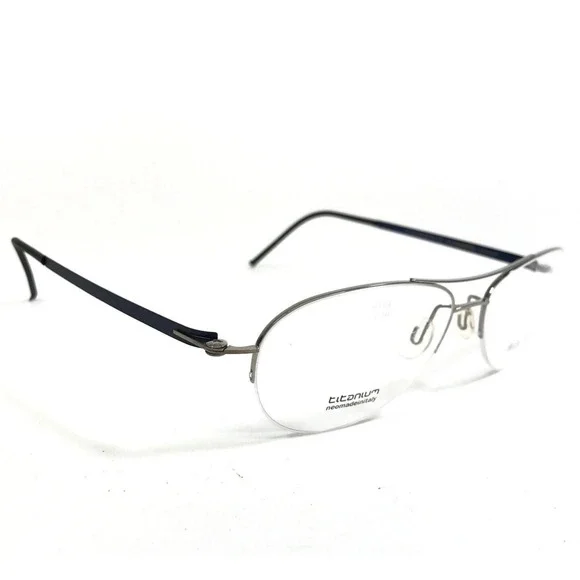 Bioeyes Eyeglasses Frames X1 COL.216 Black Silver Round Half Rim 54-14-145
